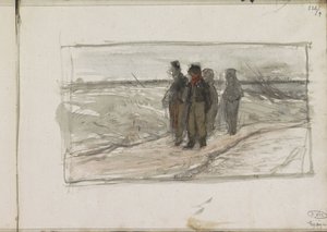 Vier mannen op een pad