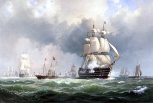 De Baltische Vloot vertrekt uit Spithead, 15 maart 1854 door Anton Melbye