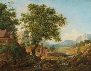 Chinees landschap met stafage, 1830-1840s