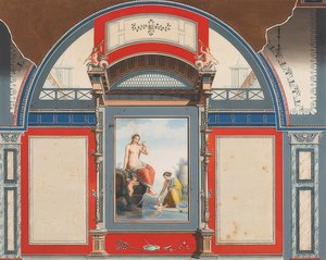 Muurschildering van een Romeins huis op het terrein van de Villa Negroni in Rome, Venus en een nimf met cupido