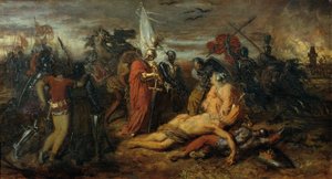 Rudolf van Habsburg bij het lichaam van Přemysl Ottokar, koning van Bohemen