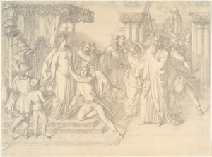Zangerswedstrijd op de Wartburg, c. 1853 door Anton Romako