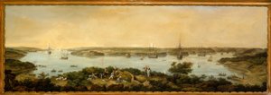 Gezicht op de haven van Mahon, Menorca door Anton Schranz