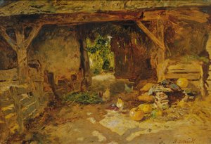 Binnenplaats uit het Marchfeld door Anton Schrodl