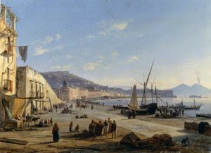 Uitzicht op Napels met Vesuvius op de achtergrond door Anton Sminck Pitloo