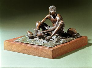 Zittende man met kookpot door Anton van Wouw