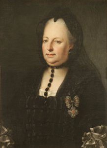 Maria Theresia gekleed in rouwkleding door Anton von Maron