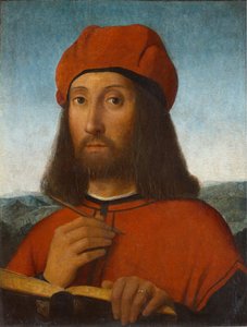 Portret van een man met rode baret en boek door Antonello de Saliba