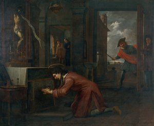Sint Franciscus ontvangt de Opdracht van het Kruisbeeld in Sint Damian om het Huis van God te Herstellen
