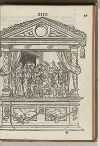 Derde versierde stellage met toneel: de prins bevrijdt de deugden uit gevangenschap, 1577 door Antoni van Leest
