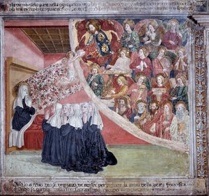 Leven van Sint Francesca Romana: De dood van de heilige na het zeggen van Vespers, 9 maart 1440 door Antoniazzo Romano