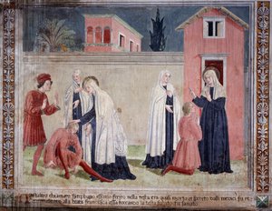 Leven van St. Francesca Romana: De heilige geneest een man gewond aan het hoofd
