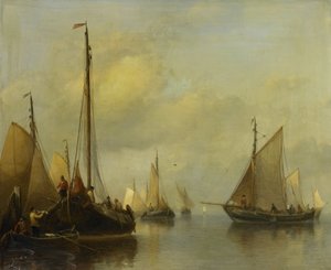 Vissersboten op kalm water