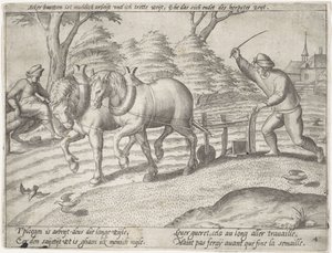 Ploegen van het land door Antonie Wierix (II) (possibly)