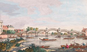 Nieuwe brug over de Theems bij Hampton Court door Antonio (after) Canaletto