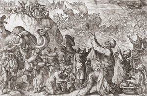 De Rode Zee verdrinkt het leger van de farao door Antonio (after) Tempesta