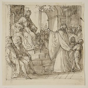 Een ambassadeur van de Barbarigo-familie ontvangen in audiëntie door een koning. Studie voor een fresco in Villa Barbarigo, Noventa Vicentina door Antonio Aliense
