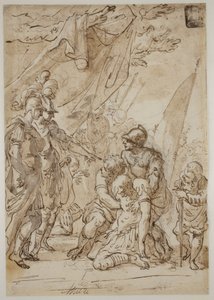 Alexander met het lichaam van Darius(?) door Antonio Balestra