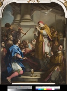 Sint-Gregorius toont het met bloed bevlekte corporale door Antonio Balestra