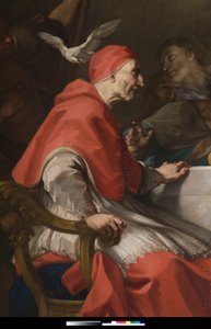 Sint Gregorius verwelkomt Jezus de pelgrim (detail)
