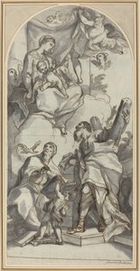 De Madonna en Kind in Glorie met Heiligen Gregorius de Grote en Andreas door Antonio Balestra
