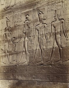 Bas-reliëf van de tempel in Edfu door Antonio Beato