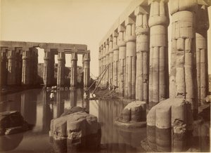De ondergelopen binnenplaats van Amenhotep III in de Luxortempel