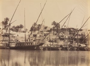 Uitzicht op Aswan - Langs de Nijl, ca. 1870s - 1880s door Antonio Beato