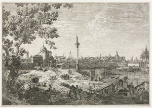 Panorama van een Stad aan een Rivier