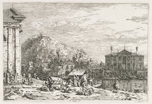 Uitzichten: Een Stad Achter een Rivier door Antonio Canaletto