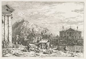 Gezichten: Een Stad Voorbij een Rivier, 1735-1746 door Giovanni Antonio Canal