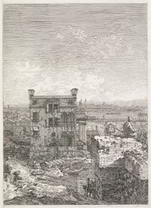 Zichten: Een Huis Omgeven door Zes Kolommen door Antonio Canaletto