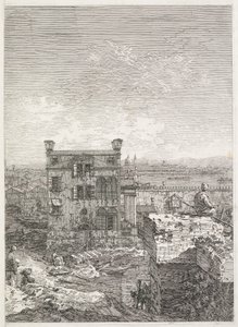 Gezichten: Een Huis Omringd door Zes Kolommen, 1735-1746 door Giovanni Antonio Canal