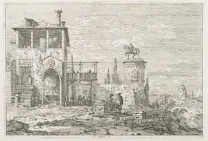 Gezichten: Het Ruitermonument, 1735-1746 door Giovanni Antonio Canal