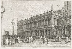 Gezichten: De Bibliotheek, Venetië door Antonio Canaletto