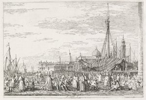 Gezichten: De markt op de Molo, 1735-1746 door Giovanni Antonio Canal