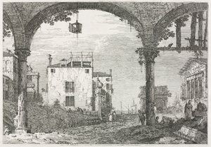 Zichten: Het portiek met de lantaarn, 1735-1746 door Giovanni Antonio Canal