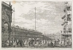 Gezichten: Het paleis van de procureur en de kerk van St. Géminien, Venetië door Antonio Canaletto
