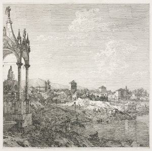 Zichten: Het Graf van een Bisschop door Antonio Canaletto
