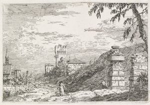Zichten: Twee Verwoeste Zuilen door Antonio Canaletto