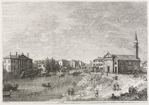 Gezichten: Uitzicht op Dolo, een stad aan de Brenta, ten westen van Venetië door Antonio Canaletto