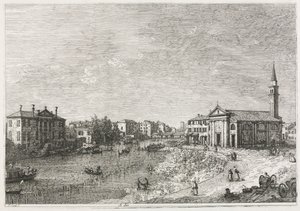 Gezichten: Uitzicht op Dolo, een stad aan de Brenta, ten westen van Venetië, 1735-1746 door Giovanni Antonio Canal
