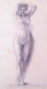 Vrouwelijke figuur met opgeheven armen door Antonio Canova (1757-1822), tekening door Antonio Canova
