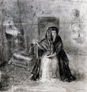 Zittende vrouw, door Antonio Canova (1757-1822), tekening door Antonio Canova