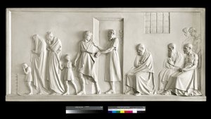 Socrates verlaat zijn familie (gips) door Antonio Canova