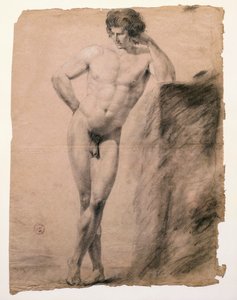 Studie van mannelijk naakt leunend op sokkel door Antonio Canova