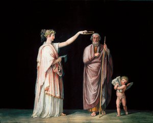 De muze Calliope en Homerus. Tempera door Antonio Canova (1757-1822), circa 1798.