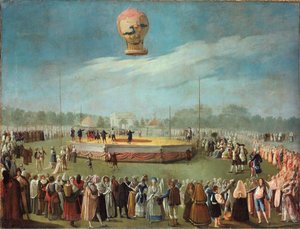De opstijging van een ballon in aanwezigheid van het hof van Karel IV, ca. 1783