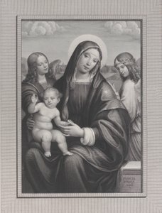 Madonna en Kind met engelen door Antonio Dalco