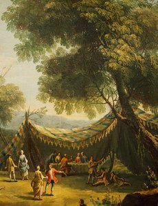 Tent op het platteland met livemuziek (detail)
